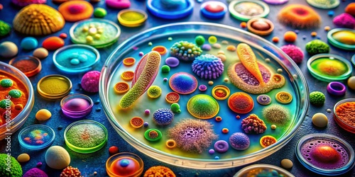 Panoramic Microscopic Bacteria Closeup