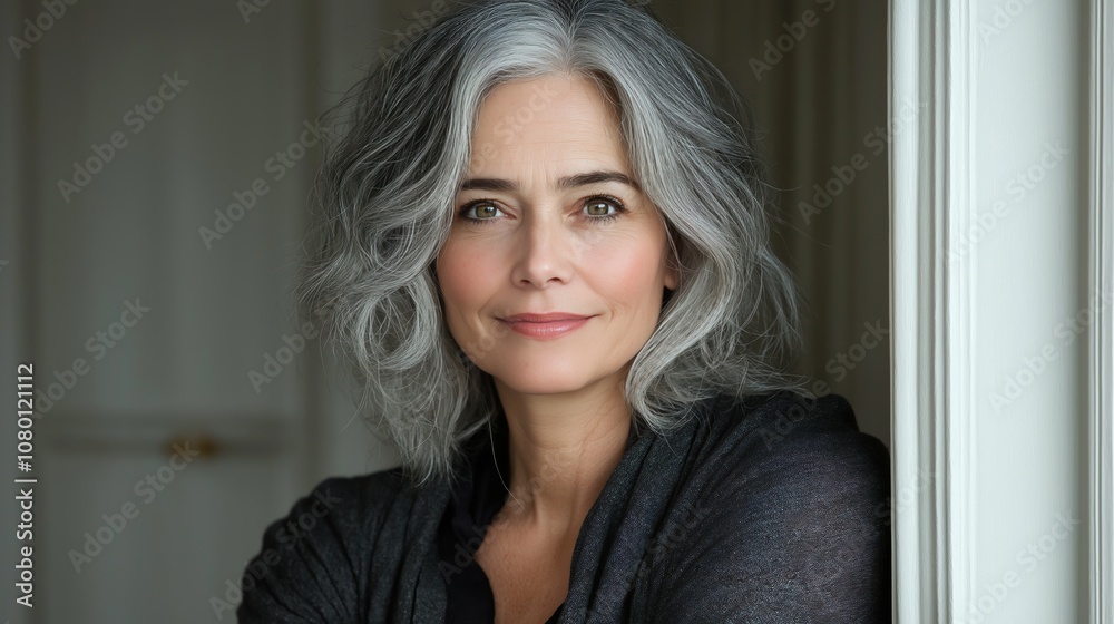 Close-Up of Elegant Gray-Haired Woman, Capturing Natural Grace, Confidence, and the Beauty of Aging, Generative AI Close-Up of Elegant Gray-Haired Woman, Capturing Natural Grace, Confidence, and the Beauty of Aging, Generative AI