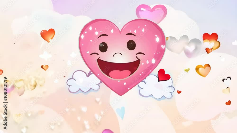 Animated heart character at sunset Animated heart character at sunset