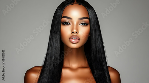 Portrait of a Woman with Long Black Hair - Realistic Image