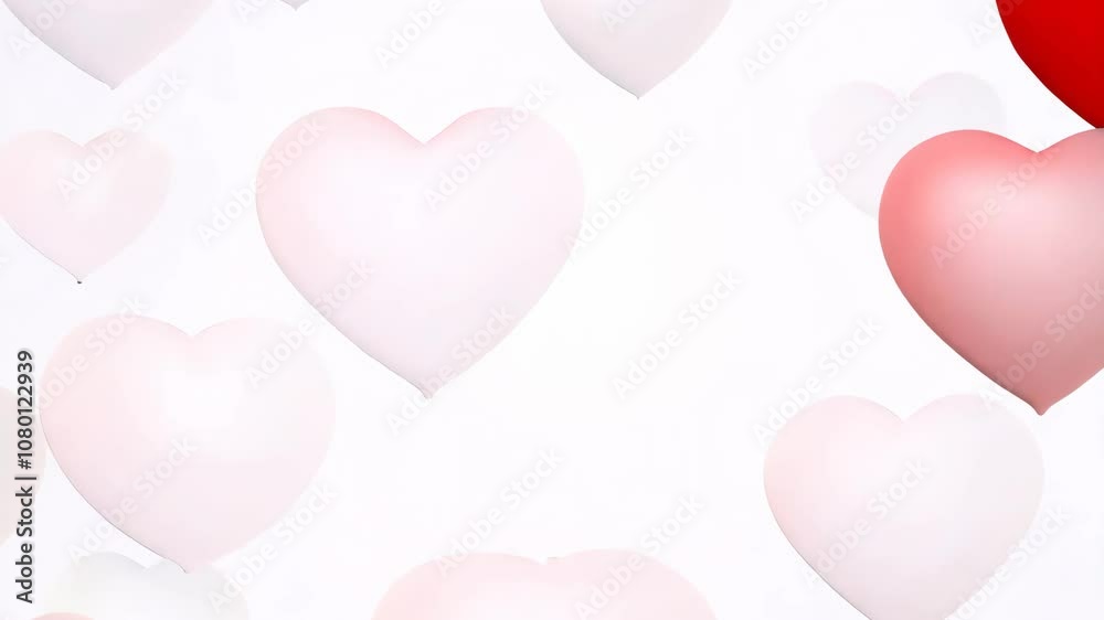 Romantic hearts floating softly in gentle breeze Romantic hearts floating softly in gentle breeze