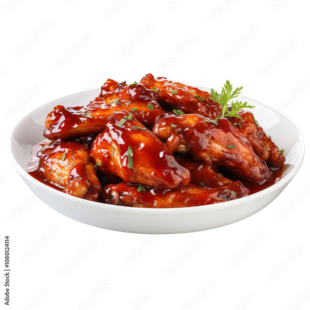 Spicy chicken wings with red sauce isolated on transparent background Spicy chicken wings with red sauce isolated on transparent background