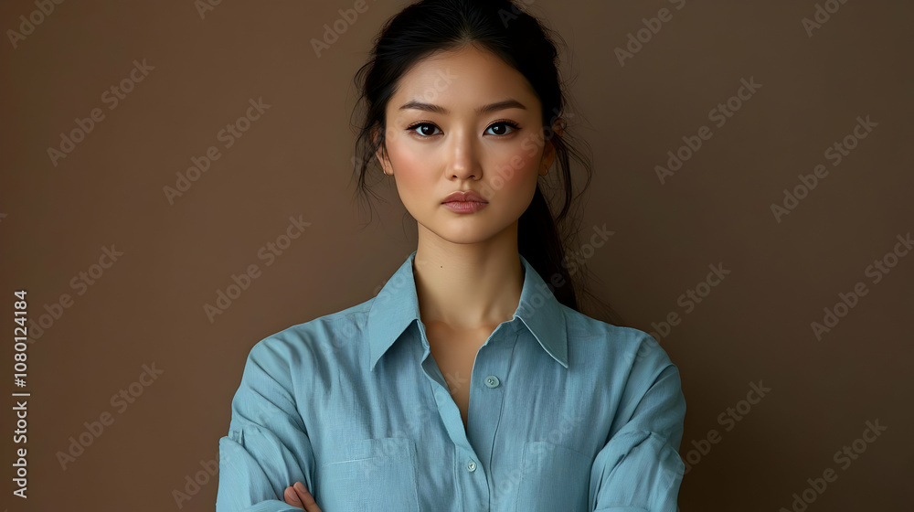 Woman in Blue Shirt Portrait - Photo Woman in Blue Shirt Portrait - Photo