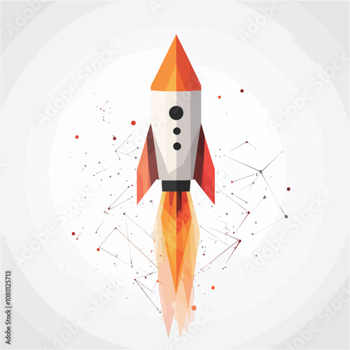 Abstract polygonal space rocket on a white background. Vector illustration.eps
