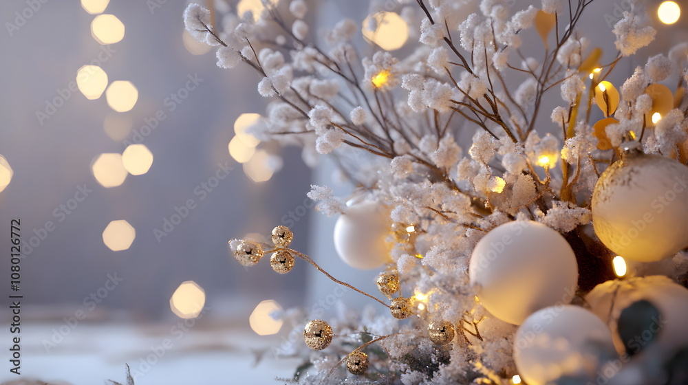 Christmas decorations with silver elements, white and greyish violet elements and pastel colors
Christmas decorations with silver elements, white and greyish violet elements and pastel colors