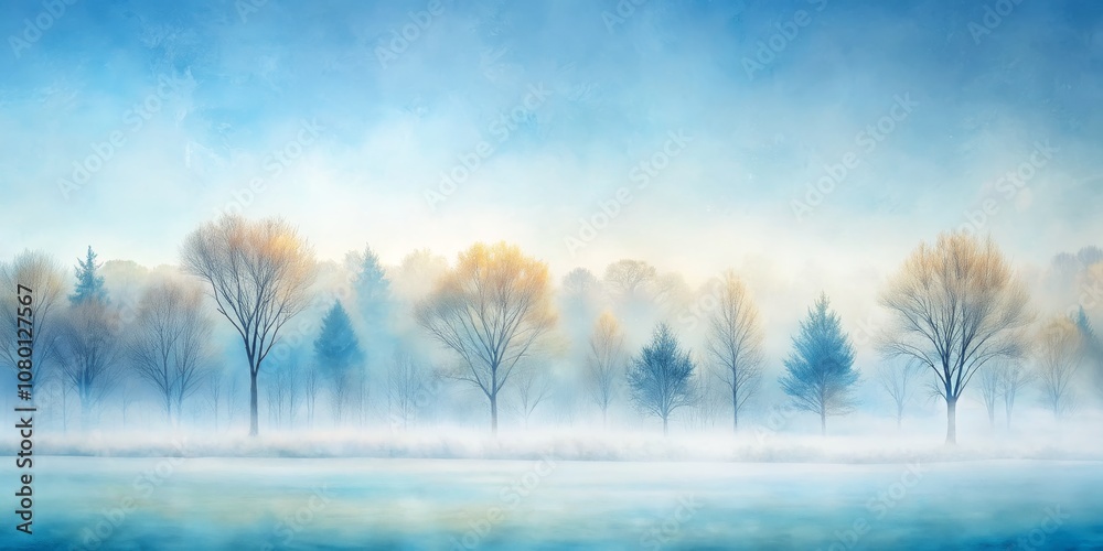 Winter's Embrace Silhouetted Trees in a Misty, Frozen Landscape Winter's Embrace Silhouetted Trees in a Misty, Frozen Landscape