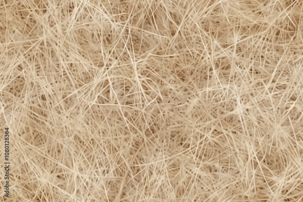 A detailed view of hay, showing its light brown color and tangled, fibrous texture. A detailed view of hay, showing its light brown color and tangled, fibrous texture.