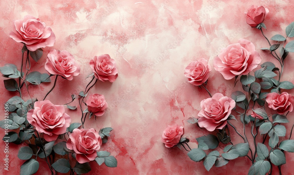 Watercolor roses in soft pink hues framing the text, romantic and elegant, 3D illustration Watercolor roses in soft pink hues framing the text, romantic and elegant, 3D illustration