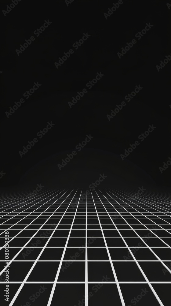 Naklejka premium Minimalistic Black Background with White Grid, 80% Black, 20% White, Background Only