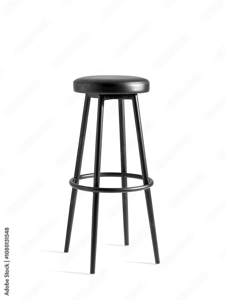 Minimalist black bar stool on a clean white background, perfect for modern interiors. Minimalist black bar stool on a clean white background, perfect for modern interiors.