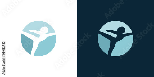 Vector logo on which an abstract image of a girl on doing yoga.