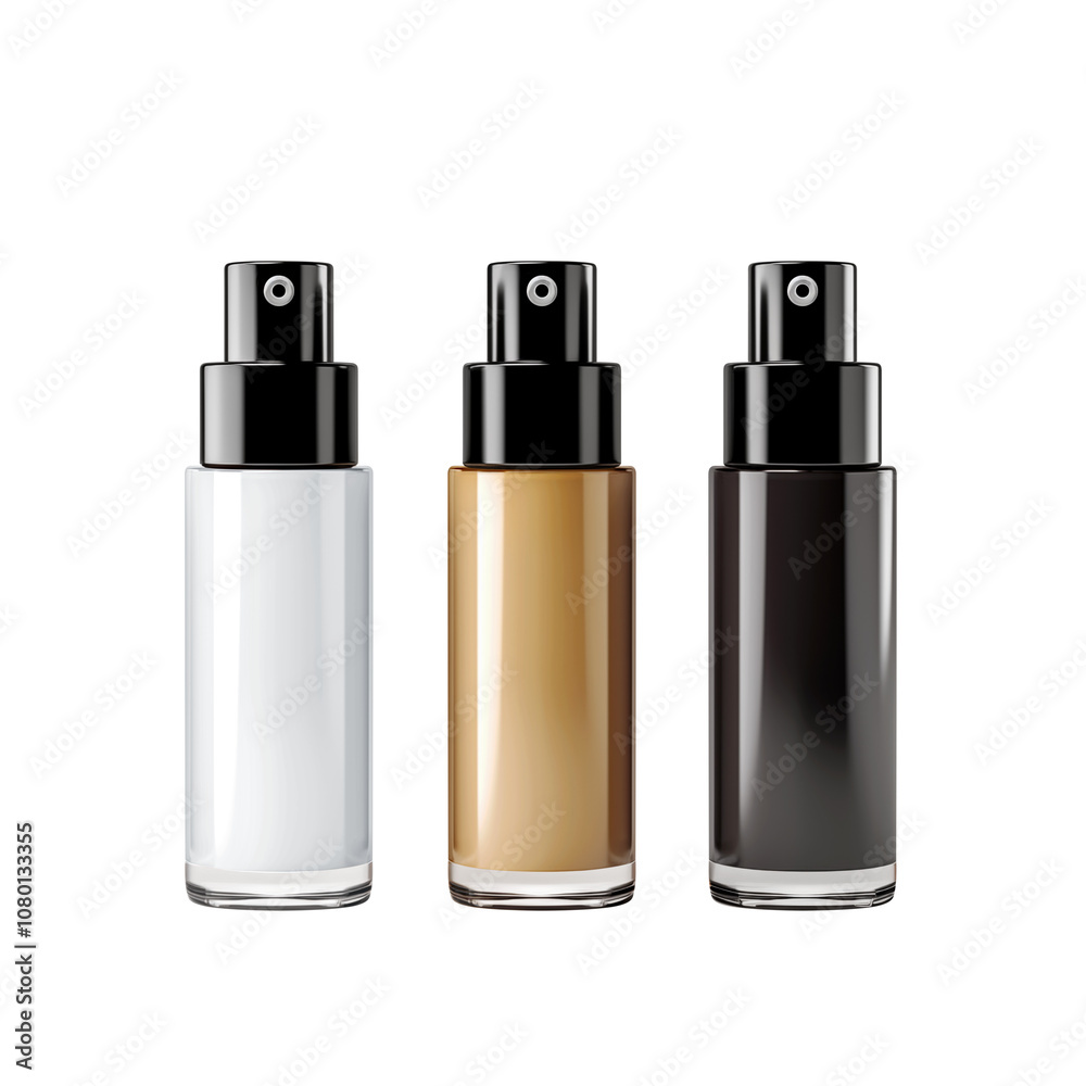 Cosmetics bottle can sprayer container in realistic glossy glass or plastic material. Atomizer dispenser spray mockup template for cream, emulsion, and other cosmetics products. Cosmetics bottle can sprayer container in realistic glossy glass or plastic material. Atomizer dispenser spray mockup template for cream, emulsion, and other cosmetics products.