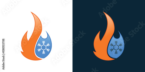 Water and fire logo, water fire logo, flower ice logo photo