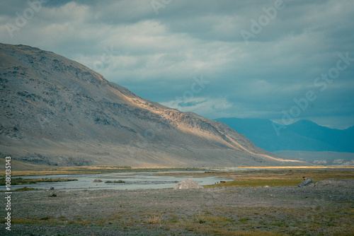 Mountain panorama of beautiful valley in Altai mountains. Altai Mountain range, North Altai, Gorny Altai republic, Russia. photo