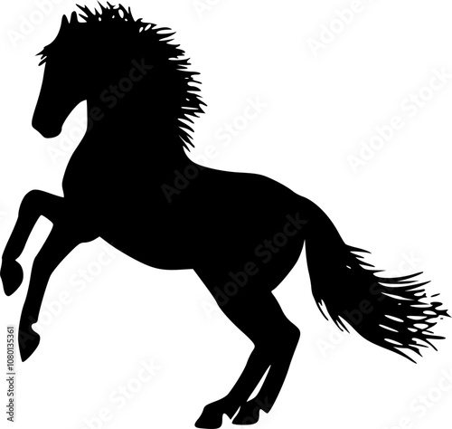 horse silhouette with detailed hair vector illustration design template
