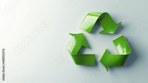 Modern green recycling symbol on a minimal background promoting eco-friendly practices