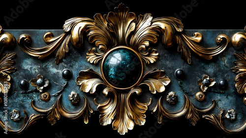 Gold and Teal Ornate Decora...