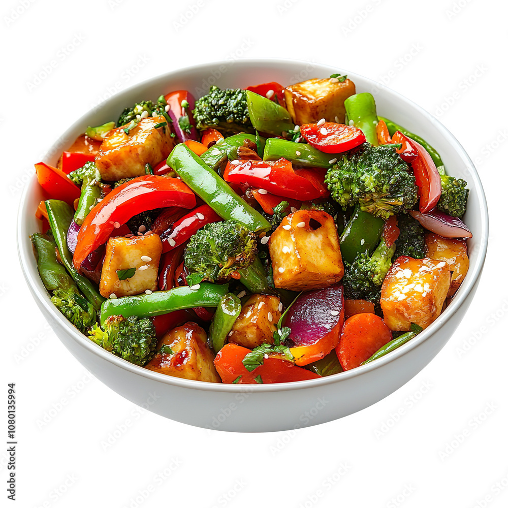 Stir fry vegetables in a bowl isolated on transparent background Stir fry vegetables in a bowl isolated on transparent background