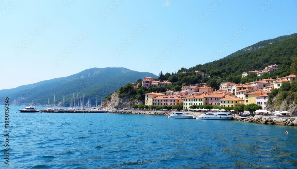 Seaside Paradise A picturesque harbor with vibrant architecture and serene waters Seaside Paradise A picturesque harbor with vibrant architecture and serene waters