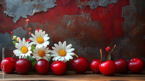 Red Cherries and White Dais...