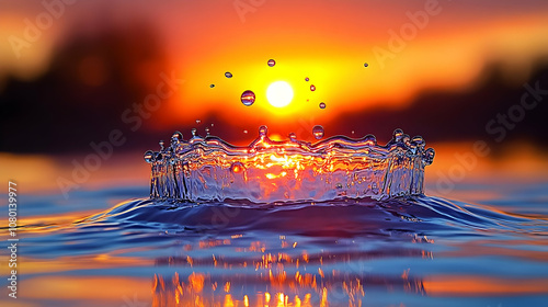 Water Drop Splash Sunset - ...