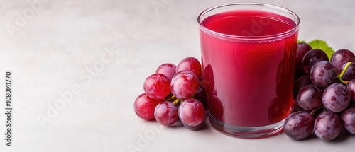 Wallpaper Mural Red grape juice in a glass, with fresh grapes beside it, isolated on a light background, sweet and fruity drink Torontodigital.ca