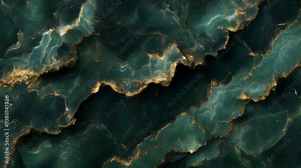 Abstract Green and Gold Marble Background