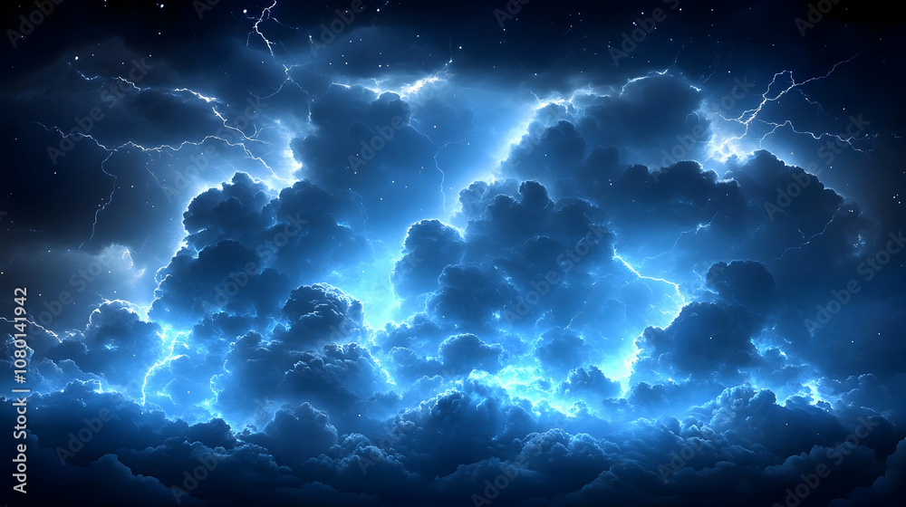 Lightning Storm Clouds Night Sky Abstract Background