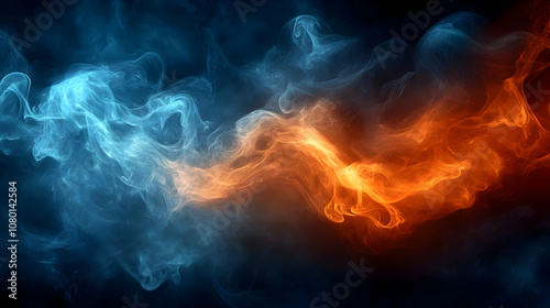 Abstract Background with Blue and Orange Smoke