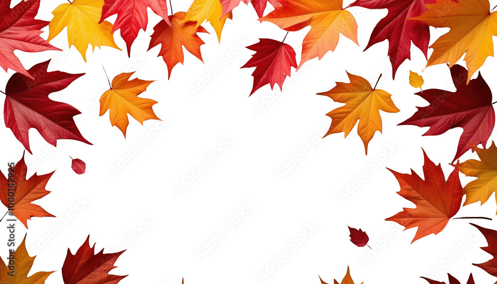 Fototapeta premium Vibrant Autumn Leaves PNG - Transparent Images of Red, Orange, Yellow Fall Foliage for Seasonal Design