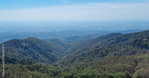 View from the viewpoint at the top of Sljeme towards the south - Zagreb si visible in the distance