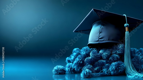 Blue Graduation Cap and Tas...