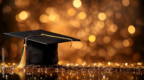 Graduation Cap with Gold Gl...