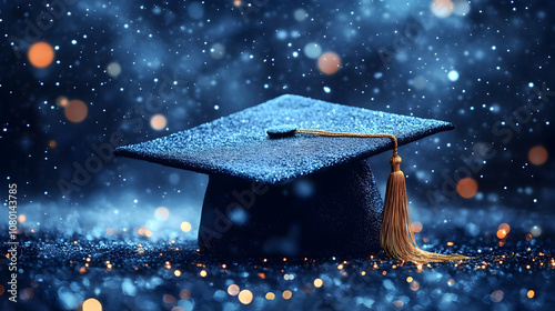 Graduation Cap on Sparkling...
