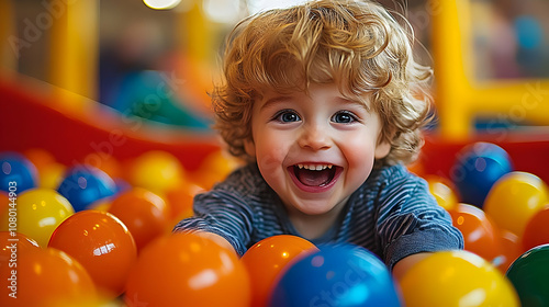 Happy Child Playing in Ball Pit - Photo