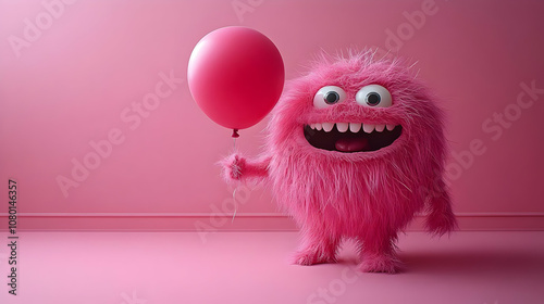 Pink Furry Monster Holding ...