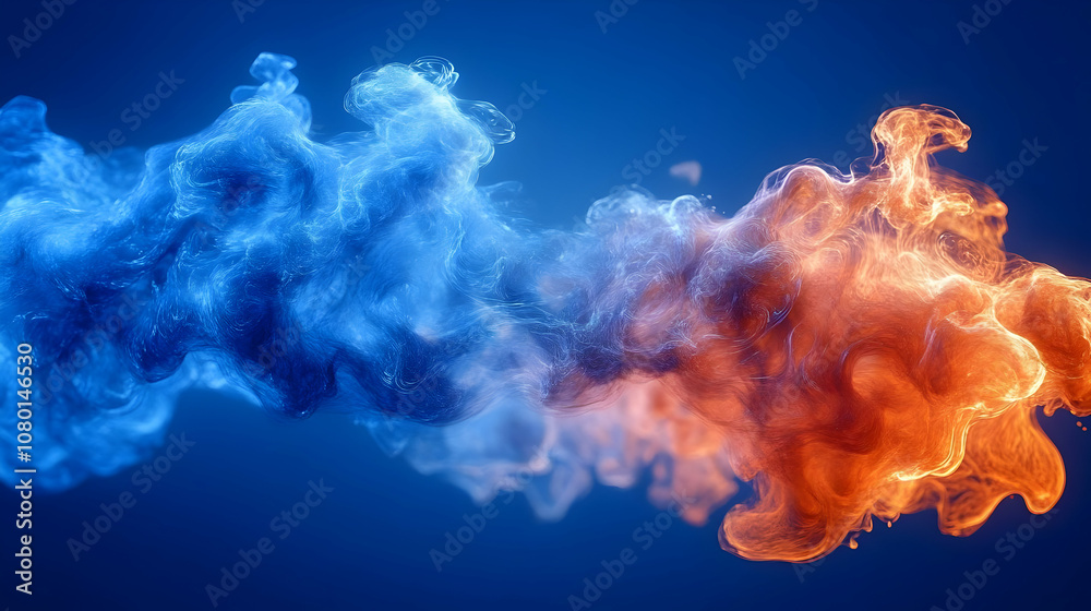 Abstract 3D Render of Blue and Orange Swirling Smoke Abstract 3D Render of Blue and Orange Swirling Smoke