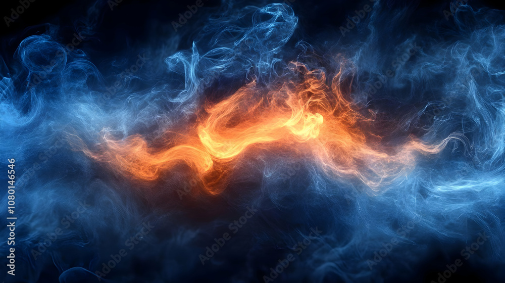Abstract Blue and Orange Energy Swirls Background Abstract Blue and Orange Energy Swirls Background