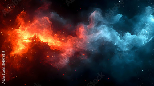 Abstract Background with Red and Blue Smoke