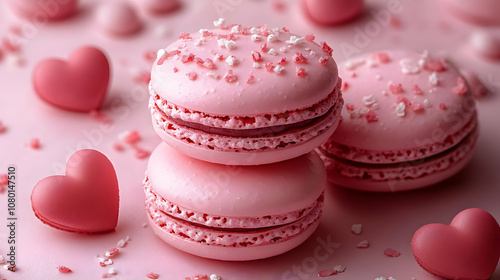 Pink Macarons with Sprinkles - Food Photography