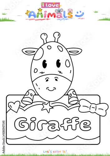 Lets color it Cute theme Giraffe