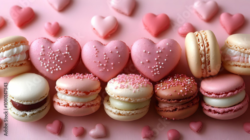 Pink Macarons with Sprinkle...