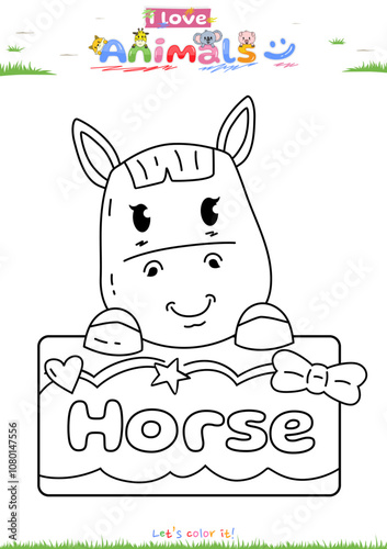 Lets color it Cute theme horse