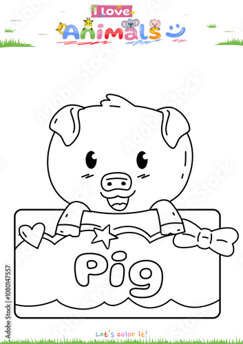 Lets color it Cute theme Pig
