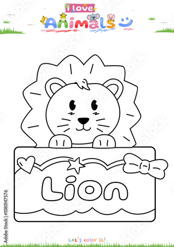 Lets color it Cute theme Lion