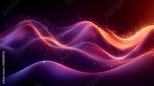 Abstract Background with Glowing Purple and Orange Waves