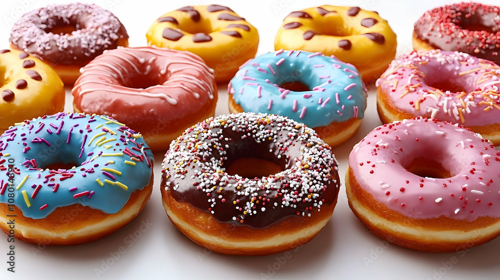 Colorful Glazed Donuts with Sprinkles - Food Photography