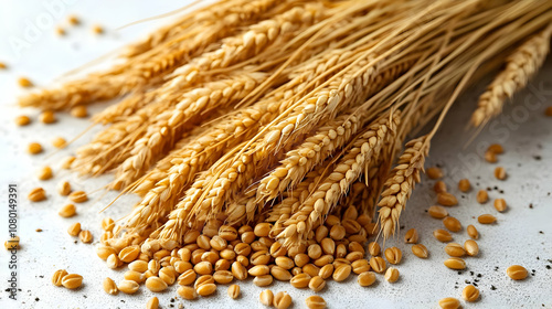 Golden Wheat Spikes and Gra...