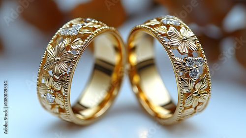 Gold Wedding Bands with Flo...