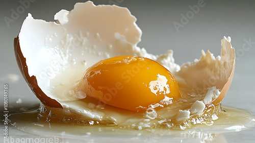 Cracked Egg Yolk, Close-Up,...